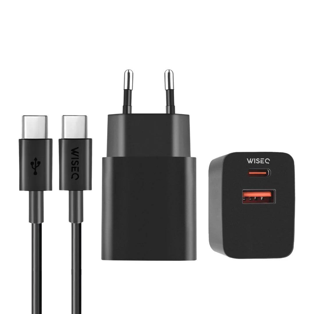 25W Snellader met USB C Oplaadkabel – Dual Port - 3 Meter - Zwart - Afbeelding 2